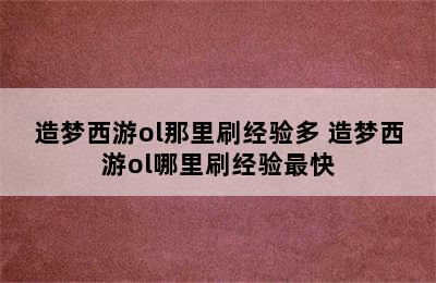 造梦西游ol那里刷经验多 造梦西游ol哪里刷经验最快